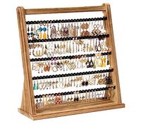 Poyilooo Earring Organizer Stand, Rustic Wood Earring Holder Organizer, 5 Layer Jewelry Holder Organizer Display for Stud Earring Bracelet Necklace Ring, 270 Earring Tree Holes (Carbonized Brown)