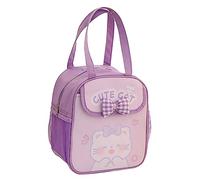 POYIPI Kawaii Animal Lunch Bag with Bow, Insulated, Purple, 7L, Unisex, Rectangular, Zipper Closure