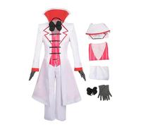 Poymium Hazbin Devil Angel Costume Hotel Charlie Demon Cosplay Jacket Vest Pants Gloves Tie Outfits Halloween Suit Adult Men (Devil, Large)