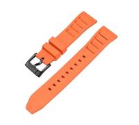 POYNMRE 19/20/21/22/24mm FKM Strap Compatible With Tissot Casio Quick Release Fluoro Rubber Watch Band Bracelet Compatible With Swatch X Omega MoonSwatch(Orange02-black,22mm)