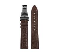POYNMRE 19mm 20mm 21mm 22mm Crocodile Leather Watch Strap Compatible With Tudor 1958 BLACK BAY Genuine Watchband Accessories(Brown black,19mm)