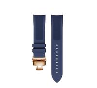 POYNMRE 19mm Black Blue Fluoro Rubber Arc Watch Band Compatible With Tissot T41/T006 Longines L3.640/784 39mm Dial Sports Diving(B- blue-rosegold)