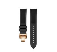 POYNMRE 19mm Black Blue Fluoro Rubber Arc Watch Band Compatible With Tissot T41/T006 Longines L3.640/784 39mm Dial Sports Diving(B-Black rose gold)