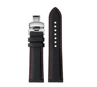 POYNMRE 20 21m 22mm Quick Release Compatible With MIDO M005 M021 Seiko Omega Fiber Nylon Watch Strap Black Orange Cowhide Watchband Men Accessories(Black red silver B,22mm)