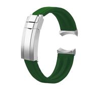 POYNMRE 20m 22mm Silicone Rubber Strap Compatible With Tudor Green Bay Little Panda Black Shield Red Flower Men Watchband Deploy Watch Buckle(Green-silver,22mm)