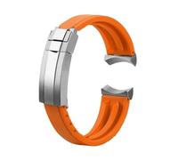 POYNMRE 20m 22mm Silicone Rubber Strap Compatible With Tudor Green Bay Little Panda Black Shield Red Flower Men Watchband Deploy Watch Buckle(Orange-silver,22mm)