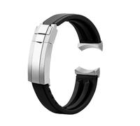 POYNMRE 20m 22mm Silicone Rubber Strap Compatible With Tudor Green Bay Little Panda Black Shield Red Flower Men Watchband Deploy Watch Buckle(Black-silver,20mm)