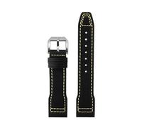 POYNMRE 20mm 21mm 22mm Compatible With IWC Pilot Little Prince/Mercedes AMG Petronas F1 Mark 18 Men's Watch Band Black Blue Nylon Leather Watchband(Black yello-silver A,21mm)