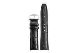 POYNMRE 20mm 21mm 22mm Men's Curved End Genuine Leather Watch Strap Compatible With IWC Portugieser Porotfino PILOT'S Cowhide Watchband Metal Buckle(P03 black-steel pin,22mm)