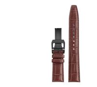 POYNMRE 20mm 21mm 22mm Men's Curved End Genuine Leather Watch Strap Compatible With IWC Portugieser Porotfino PILOT'S Cowhide Watchband Metal Buckle(P04 brown-BK folding,20mm)