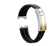 POYNMRE 20mm 21mm 22mm Metal Curved End Watch Strap Compatible With Tudor Black Bay 1958 M79230 M79363n M79030n Rubber Silicone WatchBand Wristband(Black-silver gold,20mm width)