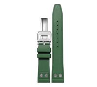 POYNMRE 20mm 21mm 22mm Nature Soft Fluororubber FKM Rubber Watchband Compatible With IWC Strap Big Pilot Portofino TOP Watch Band With Rivet(Green-silver2,21mm)