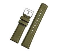 POYNMRE 20mm 21mm 22mm Nylon Watchband Compatible With Citizen Compatible With Seiko No.5 PROSPEX Seagull Timex Outdoor Sport Canvas Quick Release Watch Chain Strap(Green-silver,21mm)