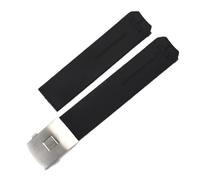 POYNMRE 20mm 21mm Black Orange Silicone Rubber Strap Compatible With Tissot TOUCH COLLECTION EXPERT SOLAR Series T091T013 T081 Men's Watch Bracelet(Black silver,20mm)