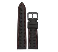 POYNMRE 20mm 22mm Compatible With Casio Mdv-106 107 Mtp-1374 1375 EFR-516 EQB-500 EQB800 Seiko Silicone Wrist Strap Rubber Watchband(Black red -black,22mm)