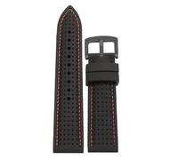 POYNMRE 20mm 22mm Compatible With Casio Mdv-106 107 Mtp-1374 1375 EFR-516 EQB-500 EQB800 Seiko Silicone Wrist Strap Rubber Watchband(Black Orange black,22mm)