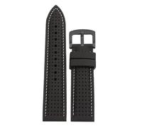 POYNMRE 20mm 22mm Compatible With Casio Mdv-106 107 Mtp-1374 1375 EFR-516 EQB-500 EQB800 Seiko Silicone Wrist Strap Rubber Watchband(Black white -black,22mm)