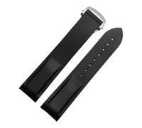 POYNMRE 20mm 22mm Curved End Rubber Watch Band Compatible With Omega Seamaster 300 Hamilton Tudor Seiko Water Ghost Waterproof Strap Watchband(Black-silver,21mm)