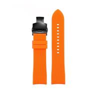 POYNMRE 20mm 22mm Curved End Rubber Watchband Bracelet Compatible With Casio EFR-303 Mido Omega Longines Tissot Compatible With Seiko Heuer Green Orange Strap(Orange-black B,20mm)