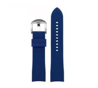POYNMRE 20mm 22mm Curved End Rubber Watchband Bracelet Compatible With Casio EFR-303 Mido Omega Longines Tissot Compatible With Seiko Heuer Green Orange Strap(Blue-silver A,20mm)