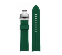 POYNMRE 20mm 22mm Curved End Rubber Watchband Bracelet Compatible With Casio EFR-303 Mido Omega Longines Tissot Compatible With Seiko Heuer Green Orange Strap(Green-silver B,20mm)
