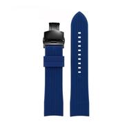 POYNMRE 20mm 22mm Curved End Rubber Watchband Bracelet Compatible With Casio EFR-303 Mido Omega Longines Tissot Compatible With Seiko Heuer Green Orange Strap(Blue-black B,20mm)