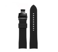 POYNMRE 20mm 22mm Curved End Rubber Watchband Bracelet Compatible With Casio EFR-303 Mido Omega Longines Tissot Compatible With Seiko Heuer Green Orange Strap(Black-black B,20mm)