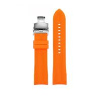 POYNMRE 20mm 22mm Curved End Rubber Watchband Bracelet Compatible With Casio EFR-303 Mido Omega Longines Tissot Compatible With Seiko Heuer Green Orange Strap(Orange-silverr B,20mm)