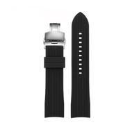 POYNMRE 20mm 22mm Curved End Rubber Watchband Bracelet Compatible With Casio EFR-303 Mido Omega Longines Tissot Compatible With Seiko Heuer Green Orange Strap(Black-silver B,20mm)