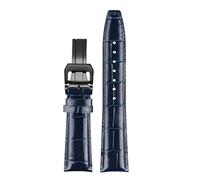 POYNMRE 20mm 22mm Italian Cowhide Watch Strap Needle Folding Buckle Clasp Leather Watchband Suitable Compatible With IWC PORTUGIESER Series Bracelet(Blue black buckle)