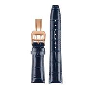 POYNMRE 20mm 22mm Italian Cowhide Watch Strap Needle Folding Buckle Clasp Leather Watchband Suitable Compatible With IWC PORTUGIESER Series Bracelet(Blue rose gold)