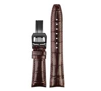 POYNMRE 20mm 22mm Italian Cowhide Watch Strap Needle Folding Buckle Clasp Leather Watchband Suitable Compatible With IWC PORTUGIESER Series Bracelet(Brown black buckle)