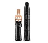 POYNMRE 20mm 22mm Italian Cowhide Watch Strap Needle Folding Buckle Clasp Leather Watchband Suitable Compatible With IWC PORTUGIESER Series Bracelet(Black rose gold)