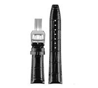 POYNMRE 20mm 22mm Italian Cowhide Watch Strap Needle Folding Buckle Clasp Leather Watchband Suitable Compatible With IWC PORTUGIESER Series Bracelet(Black silver buckle)