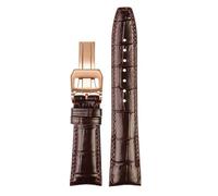 POYNMRE 20mm 22mm Italian Cowhide Watch Strap Needle Folding Buckle Clasp Leather Watchband Suitable Compatible With IWC PORTUGIESER Series Bracelet(Brown rose gold)
