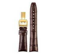 POYNMRE 20mm 22mm Italian Cowhide Watch Strap Needle Folding Buckle Clasp Leather Watchband Suitable Compatible With IWC PORTUGIESER Series Bracelet(Brown gold buckle)