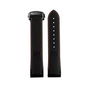 POYNMRE 20mm 22mm Rubber Silicone Watch Bands Compatible With Omega Seamaster 300 Speedmaster Strap Compatible With Seiko HAMILTON Watchband Moon(Orange line black,22mm)