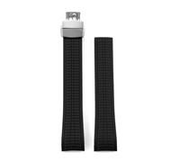 POYNMRE 21mm Soft Rubber Watch Band Aquanaut Compatible With Patek Philippe Silicone 5164A 5167A 5168A Folding Buckle Strap(Black silver)
