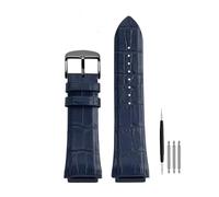 POYNMRE 22mm Black Blue Genuine Leather Watch Strap Compatible With GUESS W0040G3 W0247G3 W0040G7 Series Cowhide Watchband Men's Bracelet(Blue Black)