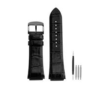 POYNMRE 22mm Black Blue Genuine Leather Watch Strap Compatible With GUESS W0040G3 W0247G3 W0040G7 Series Cowhide Watchband Men's Bracelet(Black black)