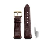 POYNMRE 22mm Black Blue Genuine Leather Watch Strap Compatible With GUESS W0040G3 W0247G3 W0040G7 Series Cowhide Watchband Men's Bracelet(Brown gold)