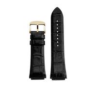 POYNMRE 22mm Man Genuine Leather Watch Strap Band Compatible With GUESS W0247G3 W0040G3 W0040G7 Series Watches Blue Black Brown(Black gold)