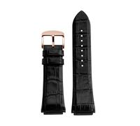 POYNMRE 22mm Man Genuine Leather Watch Strap Band Compatible With GUESS W0247G3 W0040G3 W0040G7 Series Watches Blue Black Brown(Black rose gold)