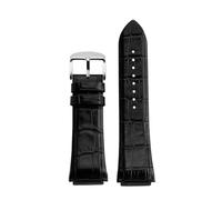 POYNMRE 22mm Man Genuine Leather Watch Strap Band Compatible With GUESS W0247G3 W0040G3 W0040G7 Series Watches Blue Black Brown(Black Silver)