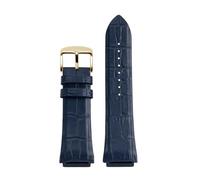 POYNMRE 22mm Man Genuine Leather Watch Strap Band Compatible With GUESS W0247G3 W0040G3 W0040G7 Series Watches Blue Black Brown(Blue gold)