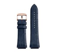 POYNMRE 22mm Man Genuine Leather Watch Strap Band Compatible With GUESS W0247G3 W0040G3 W0040G7 Series Watches Blue Black Brown(Blue Rose Gold)