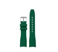 POYNMRE 22mm Silicone Watch Strap Compatible With Casio Edifice EFR-303 EFR-304 Watchband Waterproof And Sweat Curved Rubber For Men(Green-Silver)
