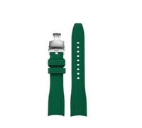 POYNMRE 22mm Silicone Watch Strap Compatible With Casio Edifice EFR-303 EFR-304 Watchband Waterproof And Sweat Curved Rubber For Men(1green-Silver)