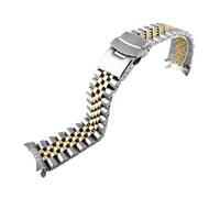 POYNMRE 22mm Stainless Steel Watch Band Compatible With Casio MDV-107 MDV-106 2784 Diving Strap Curved End Metal Wrist Folding Clasp Bracelet(B-Silver Gold)