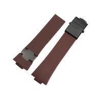 POYNMRE 25X12mm Silicone Watch Strap Compatible With Athens Observation Navigation 1183 Men's Women's Waterproof Compatible With Ulysse Nardin Rubber WatchBand(Brown black)